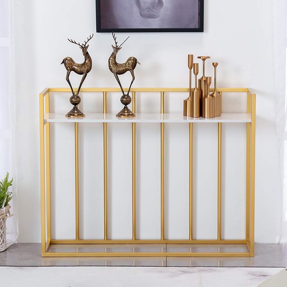 Hallway Rectangular White Marble Console Table