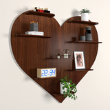 Designer Wooden Wall Shelf / Book Shelf / Night Light, Walnut Finish