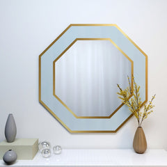 Hexagon Shape Decorative Wooden Framed Wall Mirror