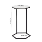 Hexagon Shape Marble Top Black Stand Side Table