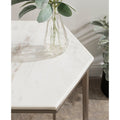 Hexagon Shape Marble Top Silver Stand Side Table