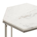 Hexagon Shape Marble Top Silver Stand Side Table