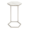 Hexagon Shape Marble Top Silver Stand Side Table