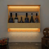 High Quality Backlit Design Bar Wall Shelf / Mini Bar Shelf in Light Oak Finish