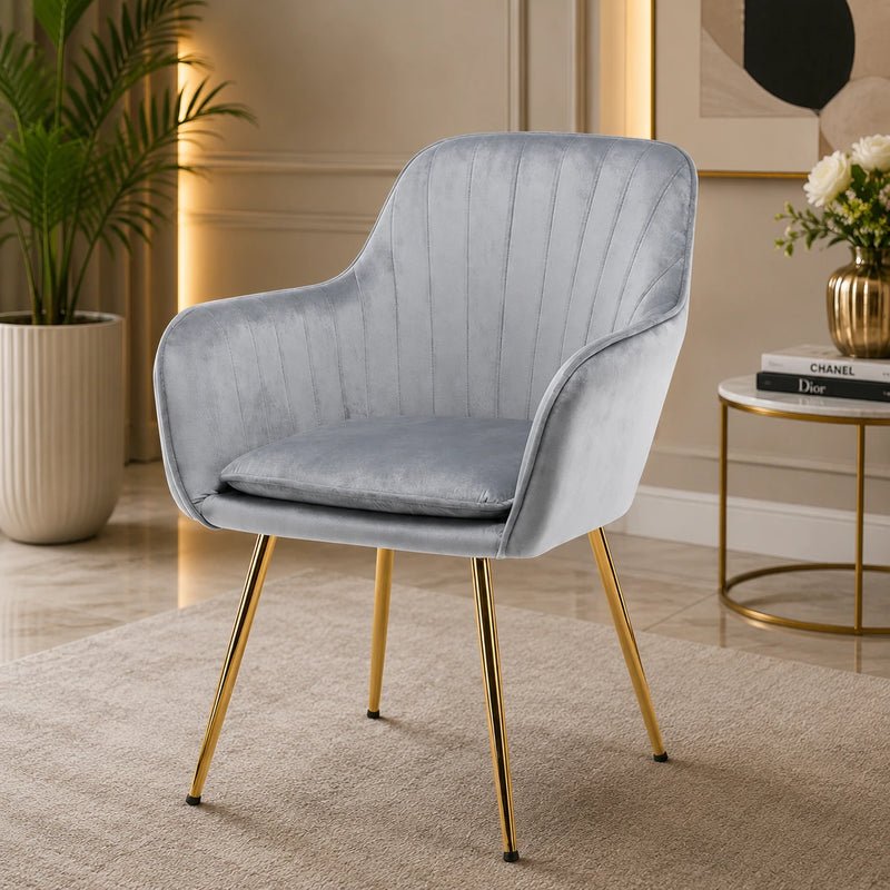 High Tufted Back Luxury Grey Comfy Lounge Chair