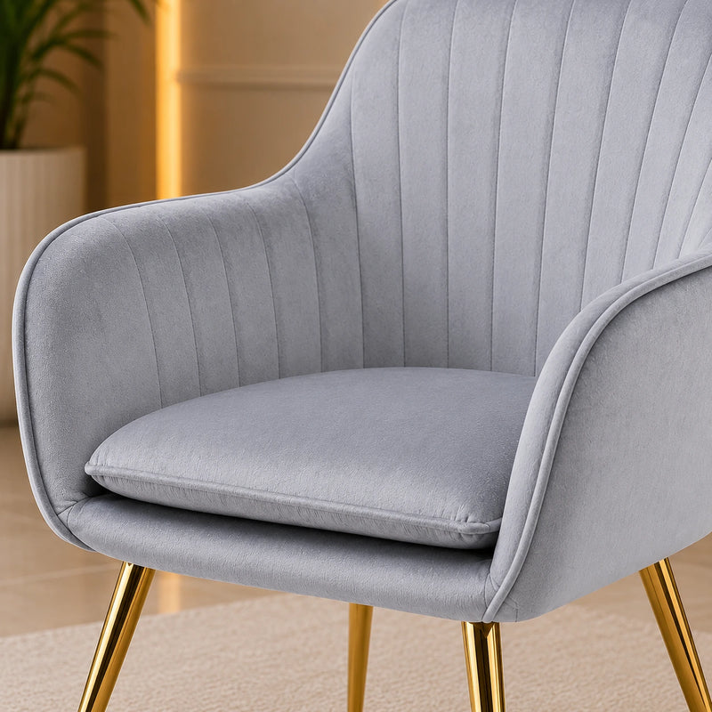 High Tufted Back Luxury Grey Comfy Lounge Chair
