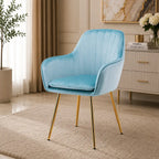 High Tufted Back Luxury Sky Blue Comfy Lounge Chair