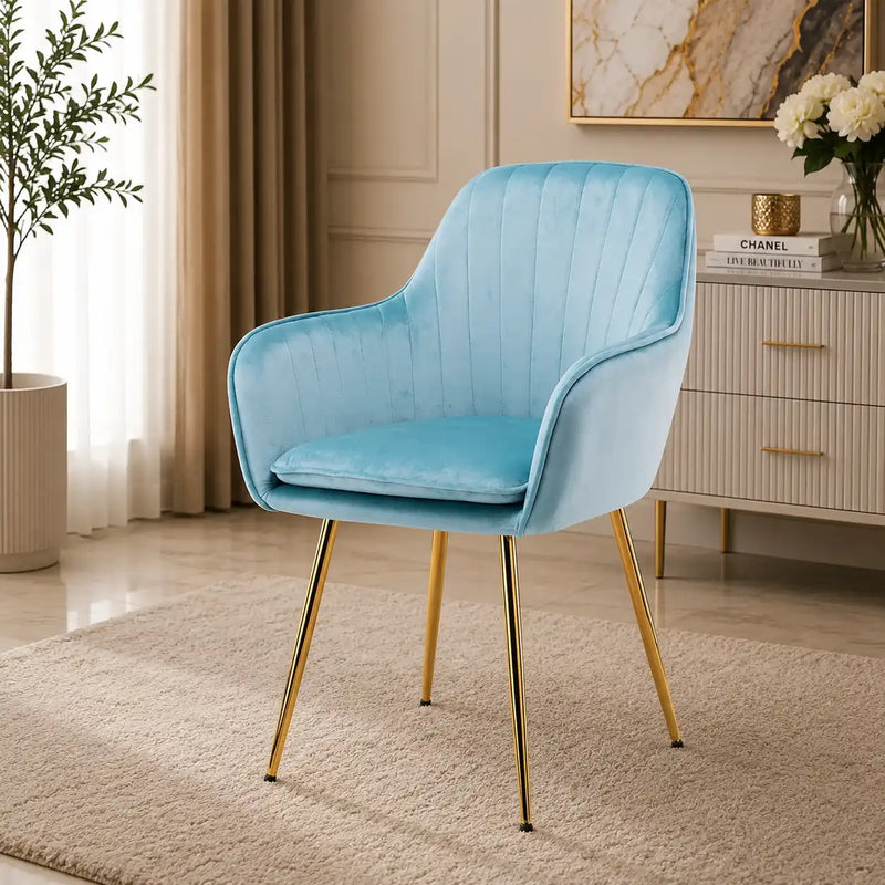 High Tufted Back Luxury Sky Blue Comfy Lounge Chair