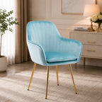 High Tufted Back Luxury Sky Blue Comfy Lounge Chair