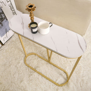 Hollow Bottom Faux Marble Narrow End Side Table