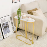 Hollow Bottom Faux Marble Narrow End Side Table
