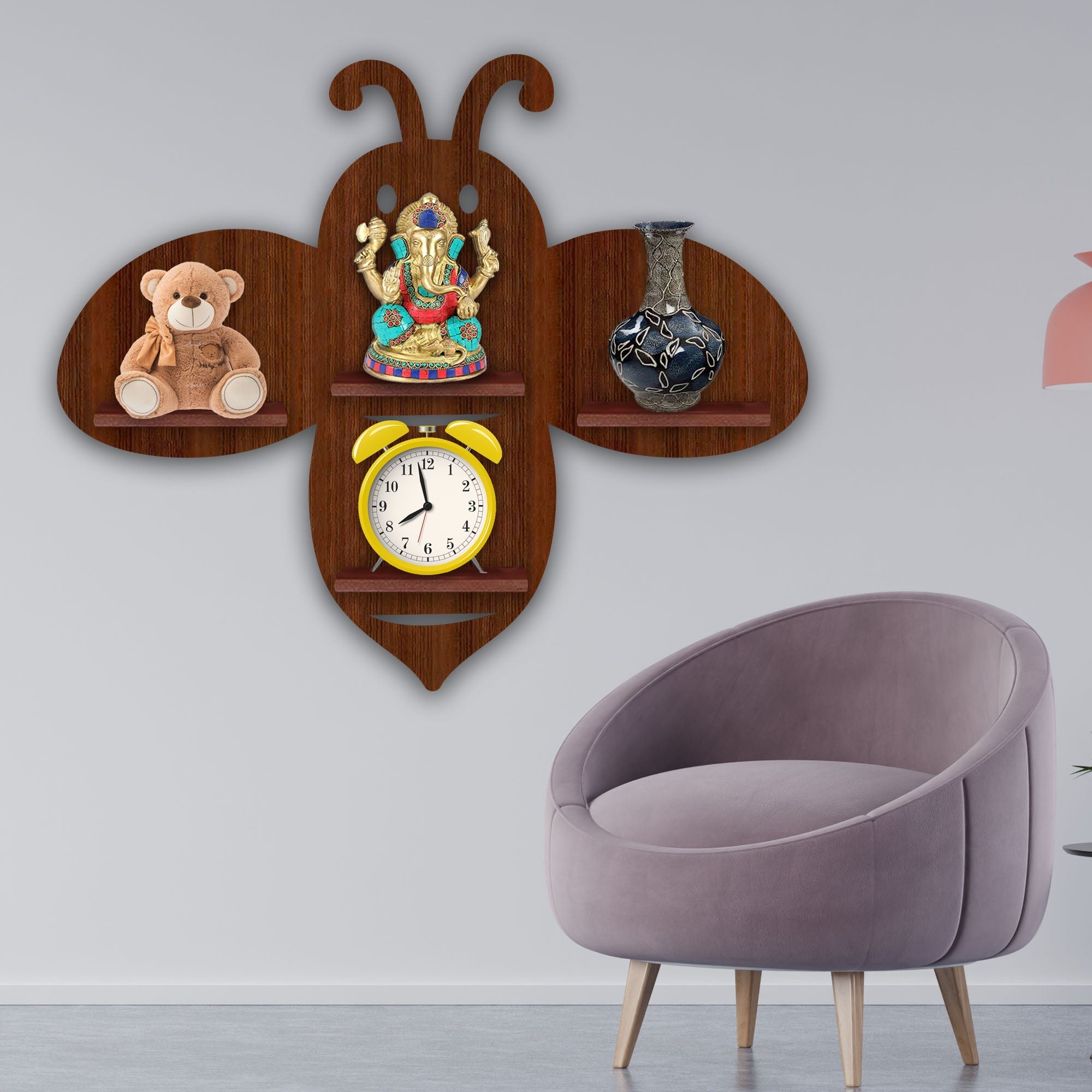 Honey Bee Wooden Wall Shelf LED Light Wall Shelf 