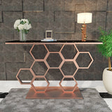 Honeycomb Motif Copper Finish Metal Console Table for home decor