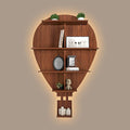 Hot Air Balloon Backlit Designer Wooden Wall Shelf / Book Shelf / Night Light, Walnut Finish