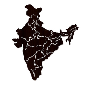 India Map Backlit Wooden Wall Decor 