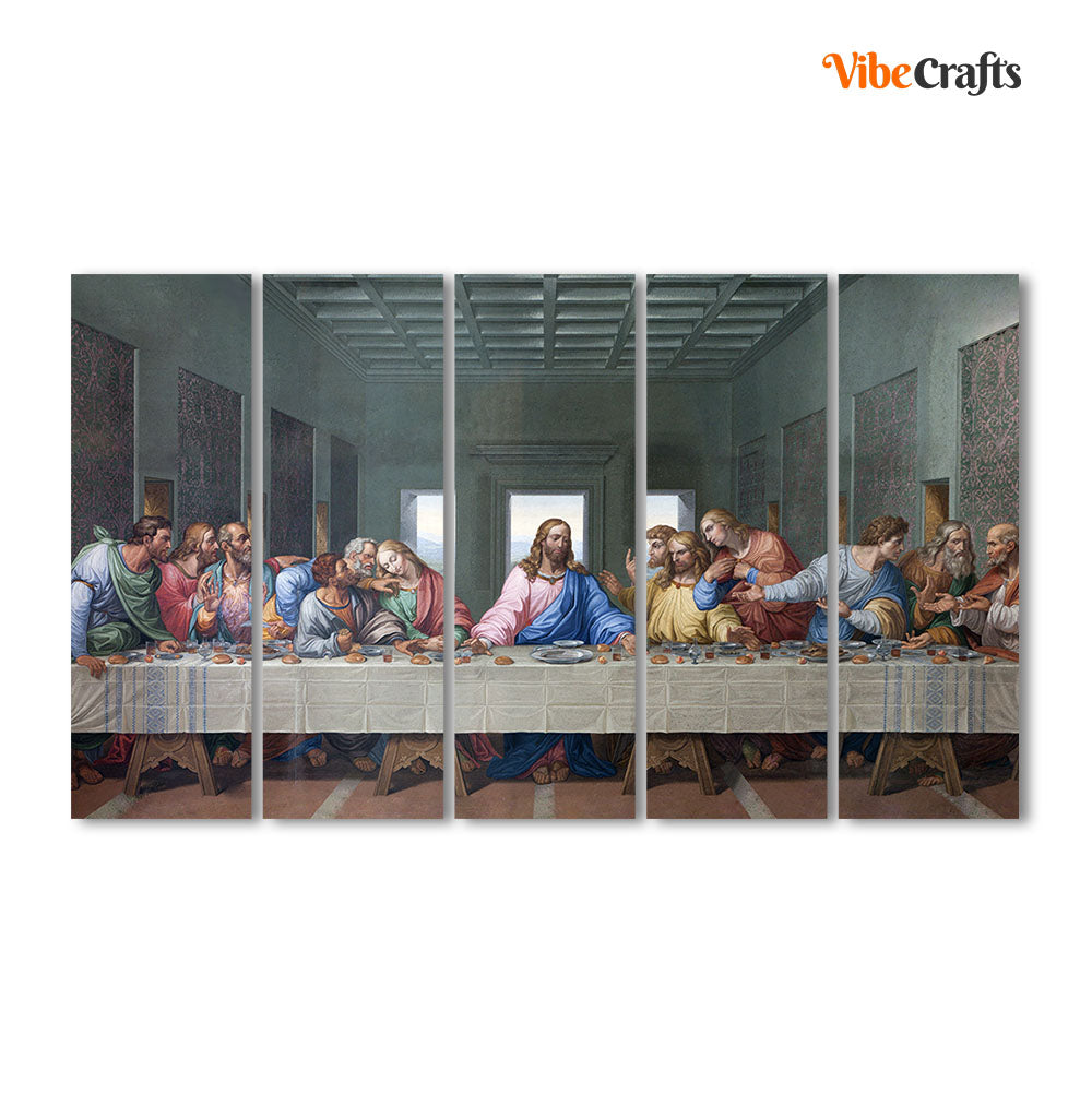 Last supper of Jesus 5 Pieces Canvas Wall Painting