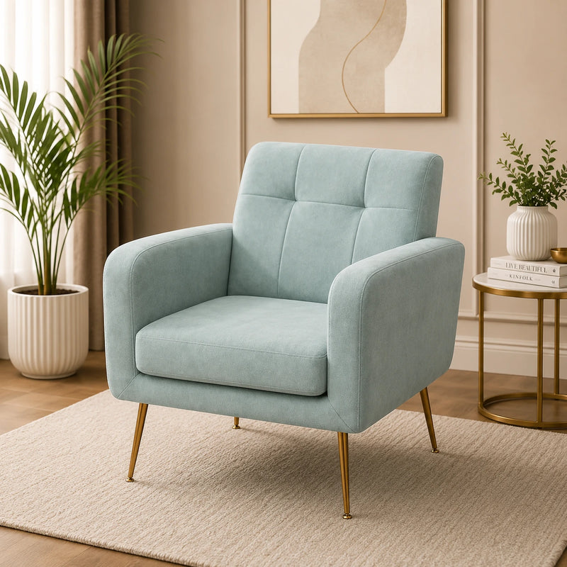Light Seagreen Design Tufted Luxury Velvet Sofa Lounge Chair