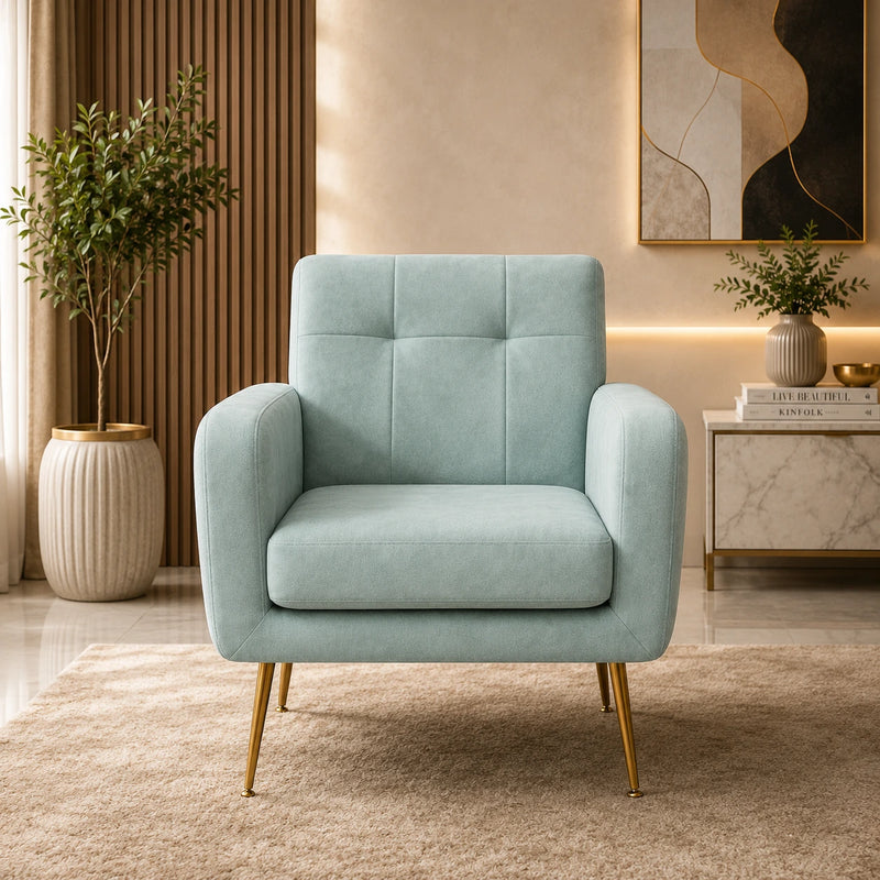Light Seagreen Design Tufted Luxury Velvet Sofa Lounge Chair