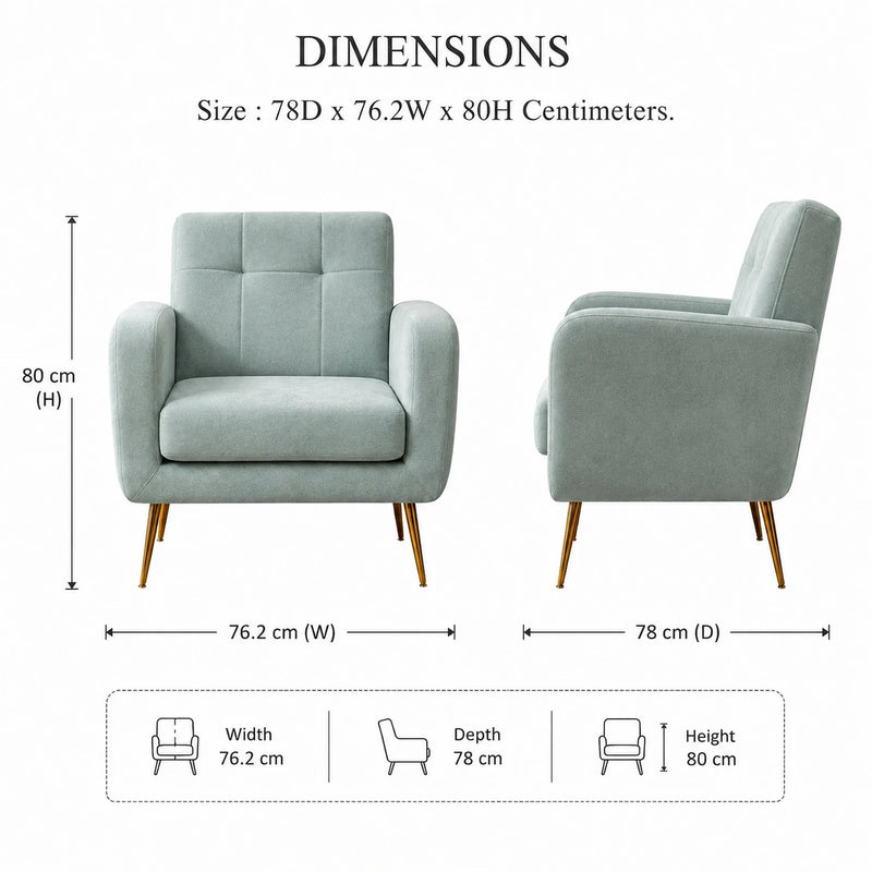 Light Seagreen Design Tufted Luxury Velvet Sofa Lounge Chair