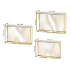 Linear Design Golden Metal Stand Console Marble Table