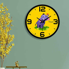 Little Jumbo Elephant Yellow Printed Wall Clock