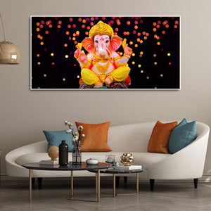 Ganesha Sculpture Canvas Wall Painting