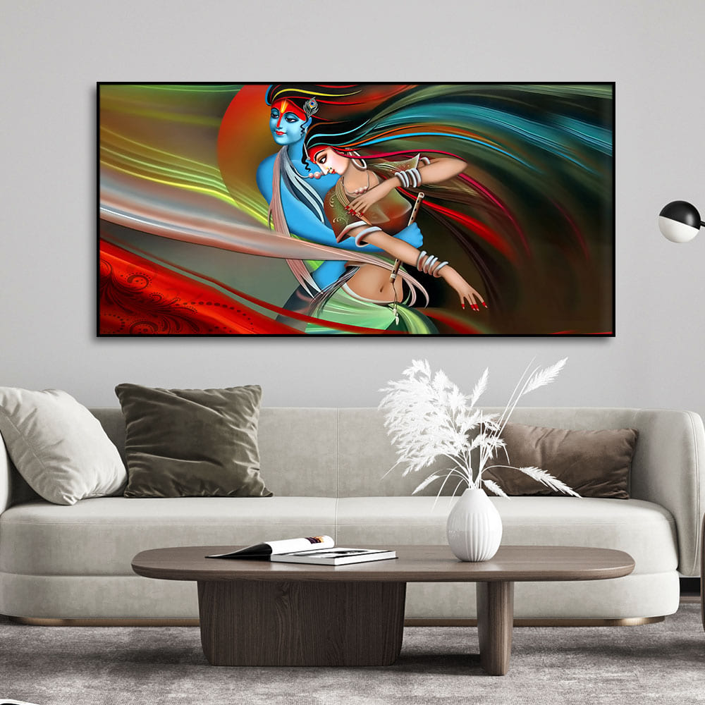 Lord Radha Krishna Musical Modern Art Canvas Wall Painting