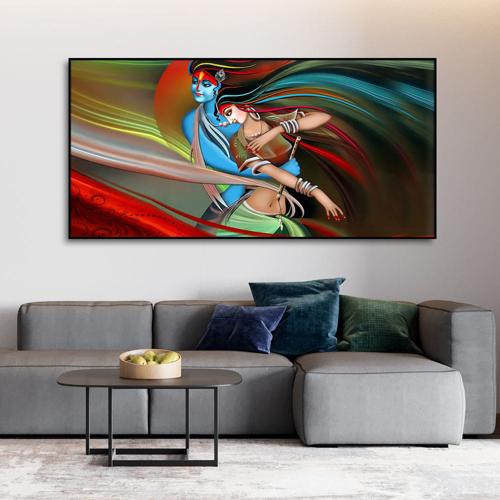 Radha Krishna Musical Modern Art Canvas Wall Painting