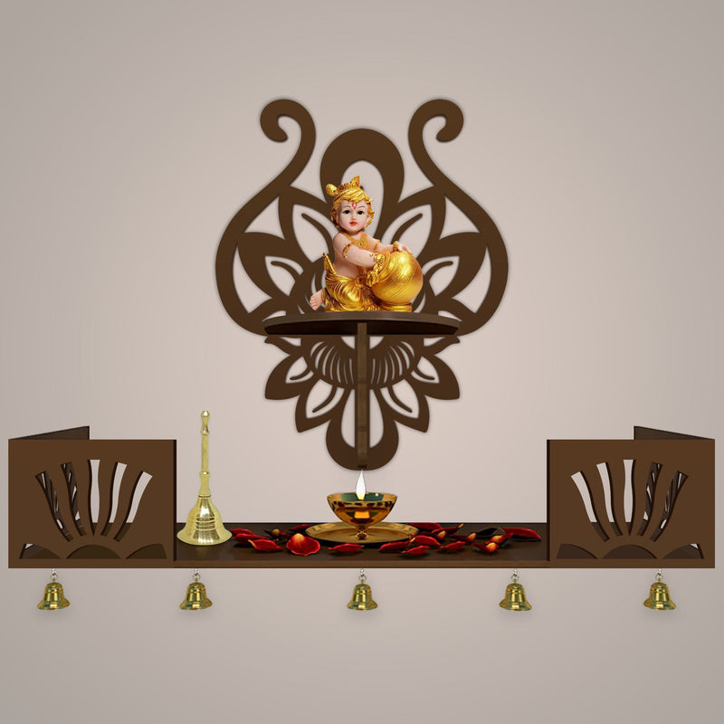 Lotus Pattern Wall Hanging Wooden Temple