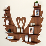 Loving Swan Backlit Designer Wooden Wall Shelf