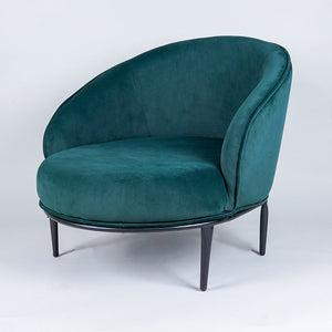 Low-Floor Premium Style Emerald Green Velvet Lounge Chair