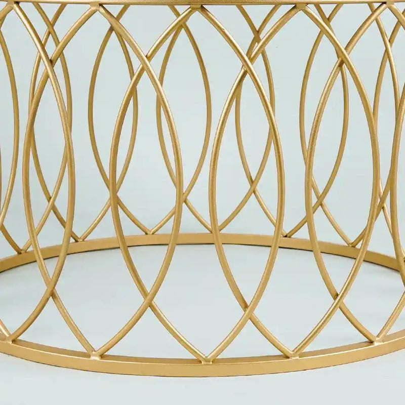 luxurious Designer in Golden & White Marble Round Shape Center Table