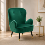 Luxurious Green Velvet Sofa Lounge Chair with Footrest