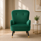 Luxurious Green Velvet Sofa Lounge Chair with Footrest