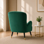 Luxurious Green Velvet Sofa Lounge Chair with Footrest