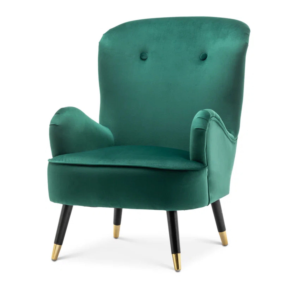 Green Velvet Lounge Chair with Ottoman