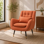 Luxurious Mustard Yellow Thick Padded Velvet Sofa Lounge Chair with Cushion