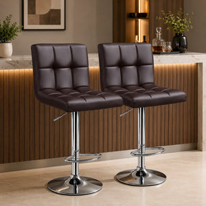Luxurious Style Leatherette Brown Bar Stool / Long Chair