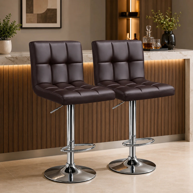 Luxurious Style Leatherette Brown Bar Stool / Long Chair