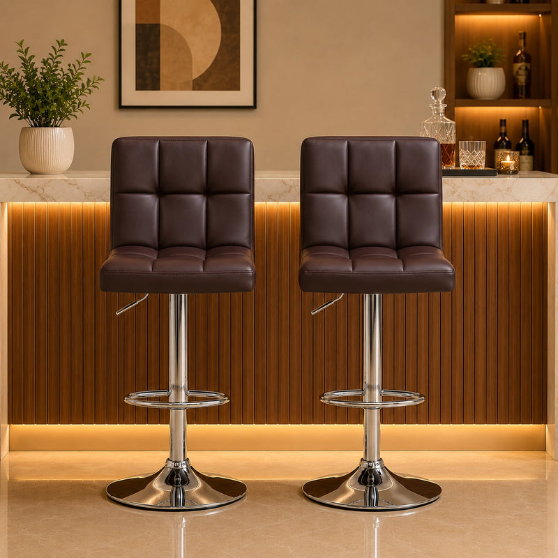 Luxurious Style Leatherette Brown Bar Stool / Long Chair