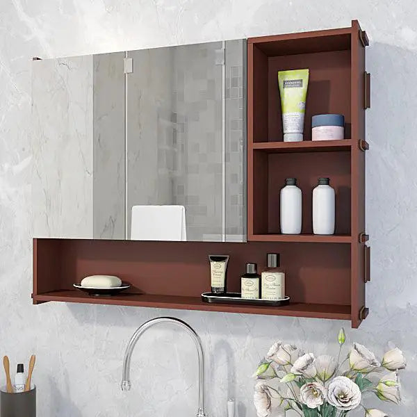 5 Five Simply Smart Bathroom Mirror Made of MDF with Shelf & Cabinet  45x38cm Brown 174652