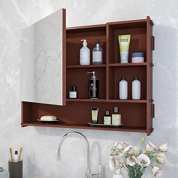 Luxury Elegant Bathroom Mirror with 5 Spacious Shelves with Br