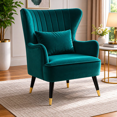 Luxury Emerald Chic Tufted Sofa Lounge Chair with Cushion