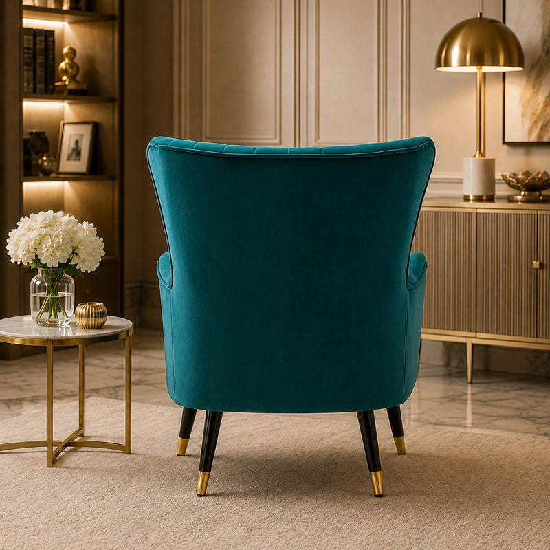 Luxury Emerald Chic Tufted Sofa Lounge Chair with Cushion