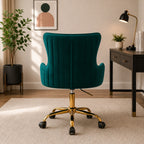 Luxury Emerald Color Velvet Armchair with Golden Base