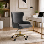 Luxury Grey Color Velvet Armchair with Golden Base