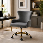Luxury Grey Color Velvet Armchair with Golden Base