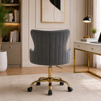 Luxury Grey Color Velvet Armchair with Golden Base