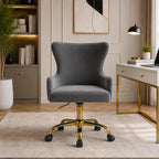 Luxury Grey Color Velvet Armchair with Golden Base