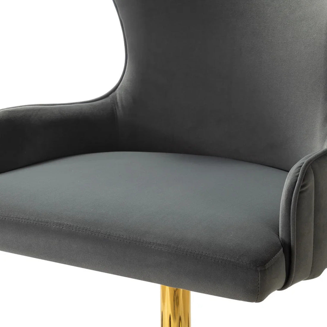 Luxury Grey Color Velvet Armchair with Golden Base